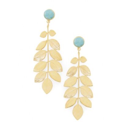 Boucles d'oreilles COLLECTION CONSTANCE ATHENA Turquoise plaqué or clip