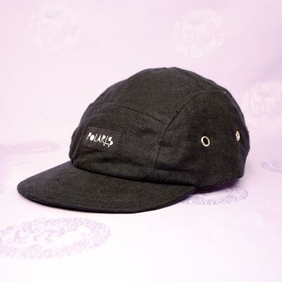 Black linen 5 panel cap - regular fit - black