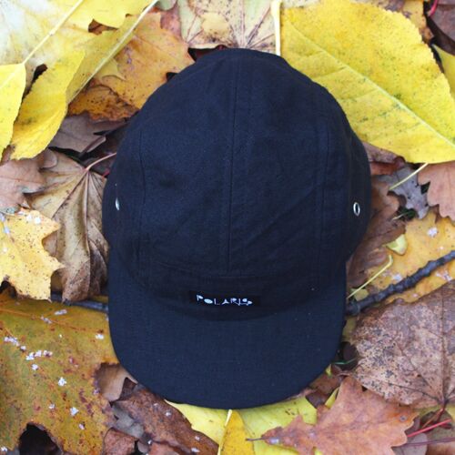 Black linen 5 panel cap - small size - black