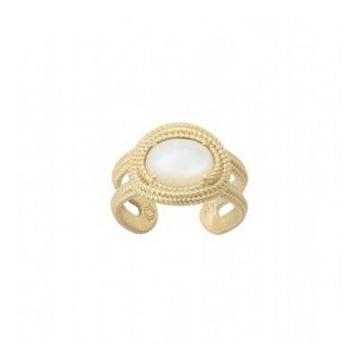 Bague COLLECTION CONSTANCE DEMETER Nacre plaqué or ajustable