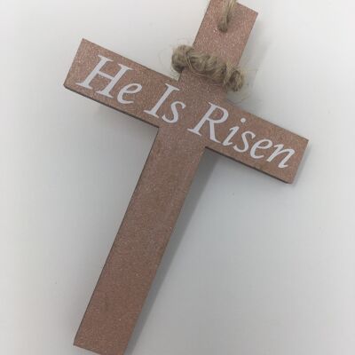He is risen cross hanging decoration