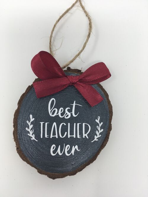 Teacher wood slice ornament