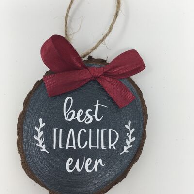 Teacher wood slice ornament