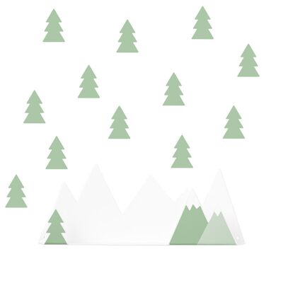 Mountains shelf and 12 fir tree stickers