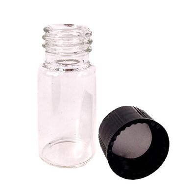 Bottiglie di essenza di vetro da 2 ml di Nutley con coperchio nero - 50