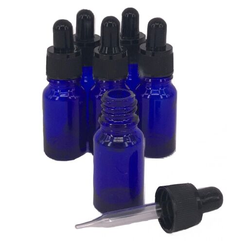 Nutley's 10ml Cobalt Glass Dropper Bottles and Caps - 50