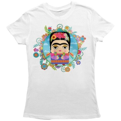 Camiseta de algodón orgánico ilustración Frida Khalo, talla - Kalidoskopio