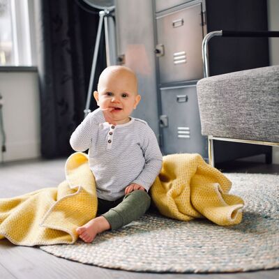 Couverture lit bébé laine - jaune