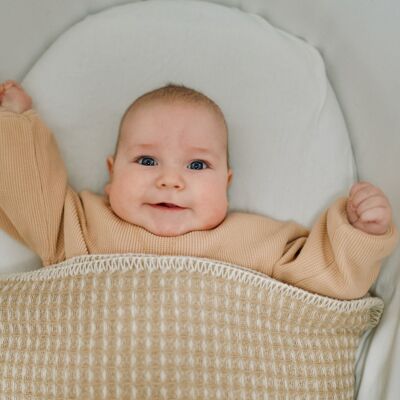 Couverture lit bébé laine gaufrée - Sable