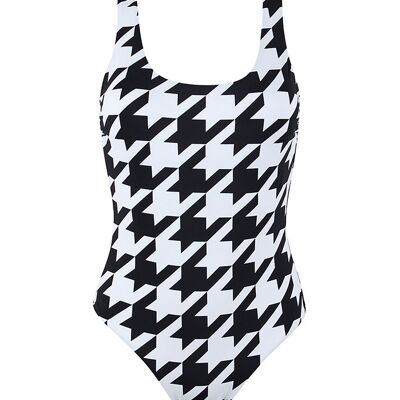 One piece swimwear-BLACK HOUNDSTOOTH (2-2-2; S-M-L)