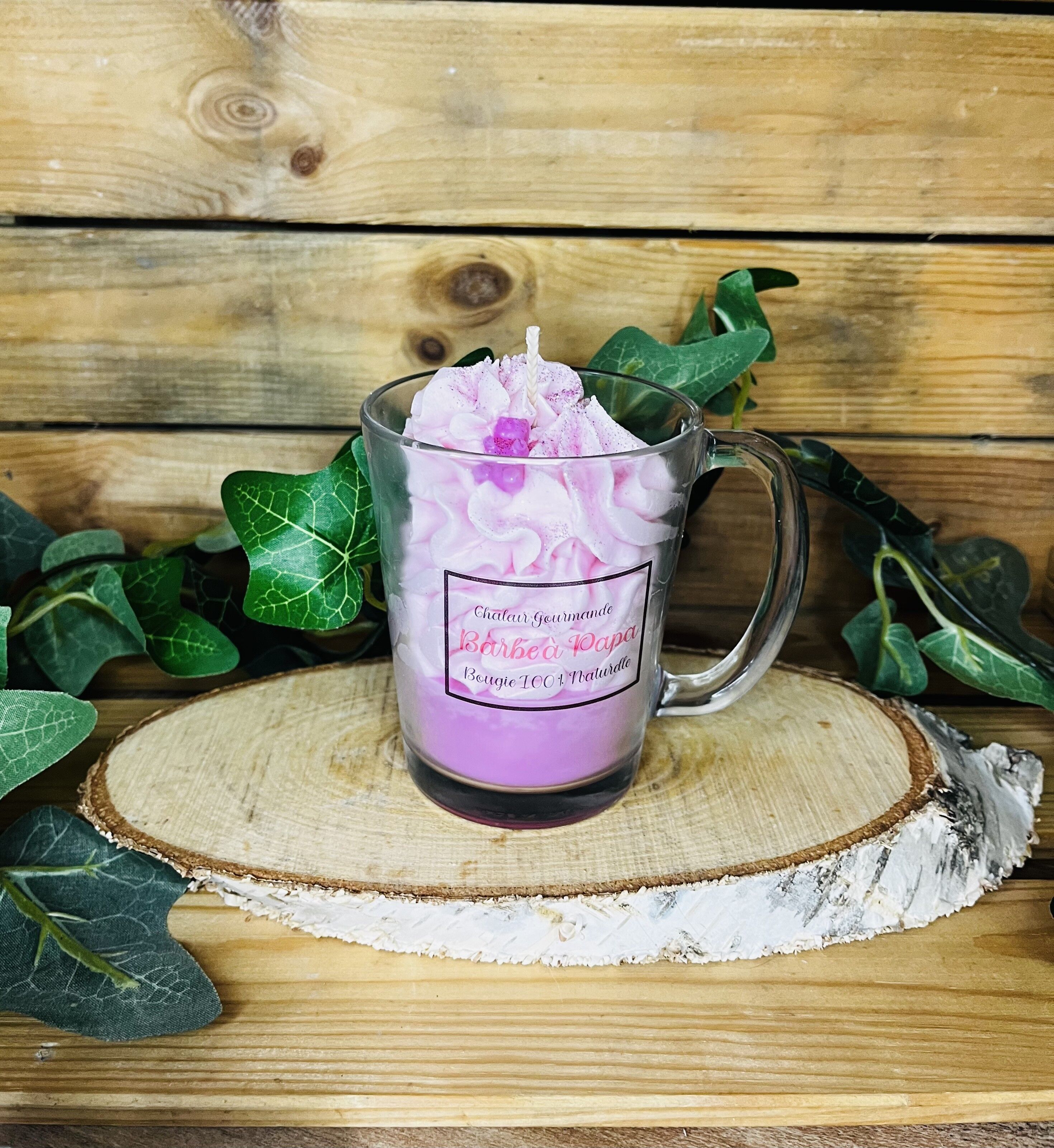 Candela a tazza di zucchero filato