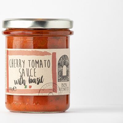Salsa de tomate cherry con albahaca