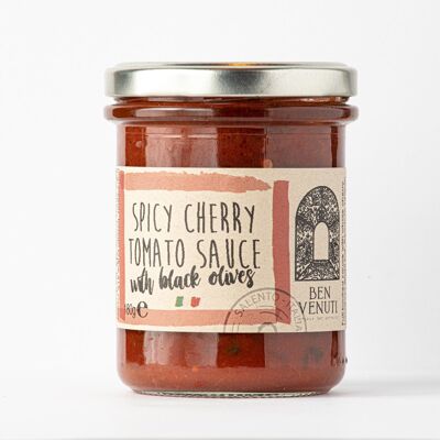 Salsa de tomate cherry con aceitunas negras