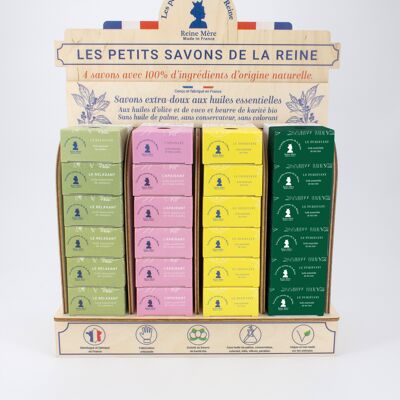 24 Soaps "The Queen's little soaps" 100% natural with essential oils + display - (made in France)