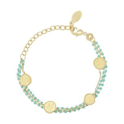 Bracelet COLLECTION CONSTANCE OLYMPE Email turquoise plaqué or