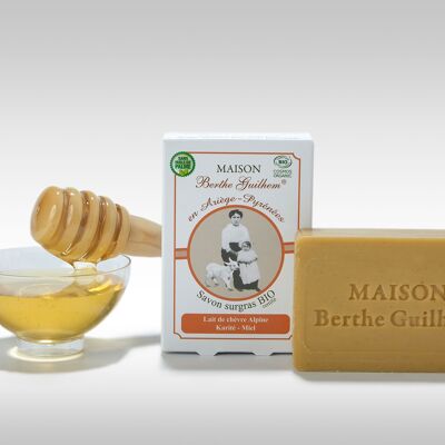 Jabón certificado orgánico leche de cabra alpina / manteca de karité / miel