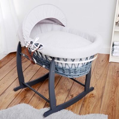 GREY WAFFLE MOSES BASKET DRESSING