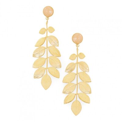 Boucles d'oreilles COLLECTION CONSTANCE ATHENA Quartz rose  plaqué or tige