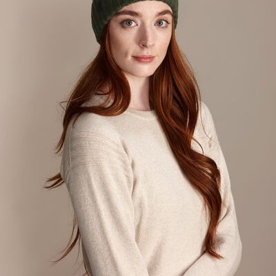 SAFFRON Women's Heavyweight Recycled Cashmere and Merino Beanie Hat - Forest