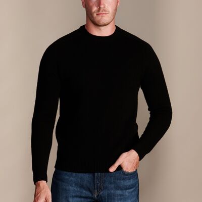 MELTON Men's Recycled Cashmere and Merino Saddle Shoulder Jumper - Jet