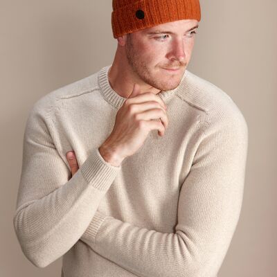 KIRBY Men's Heavyweight Recycled Cashmere and Merino Beanie Hat - Flame