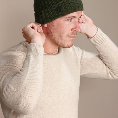 KIRBY Men's Heavyweight Recycled Cashmere and Merino Beanie Hat - Forest
