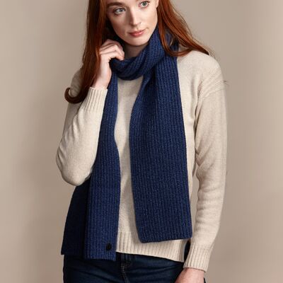 HEATHER Women's Heavyweight Ribbed Recycled Cashmere and Merino Scarf - Atlantic