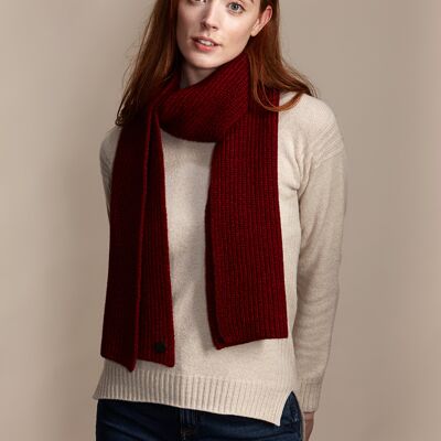 HEATHER Women's Heavyweight Ribbed Recycled Cashmere and Merino Scarf - Garnet