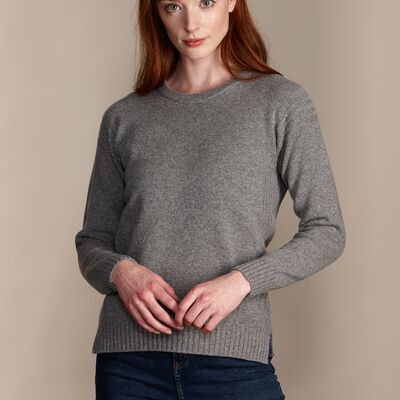 CHARNWOOD Women's Recycled Cashmere and Merino Drop Shoulder Jumper - Steel