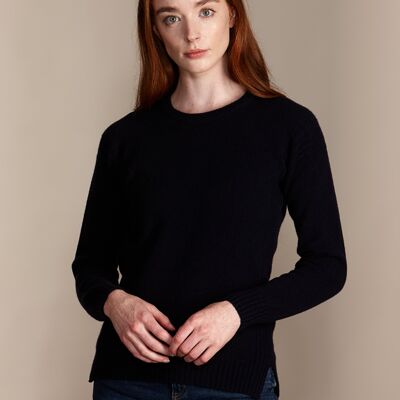 CHARNWOOD Women's Recycled Cashmere and Merino Drop Shoulder Jumper - Navy