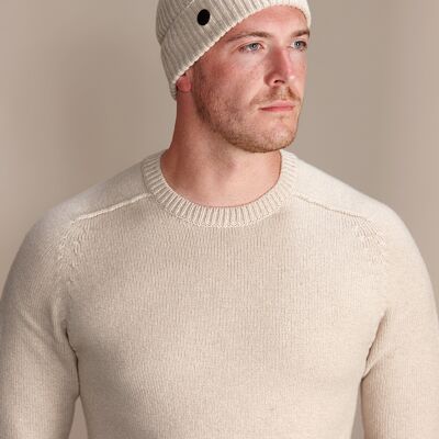 CARLTON Men's Lightweight Recycled Cashmere and Merino Beanie Hat - Oat