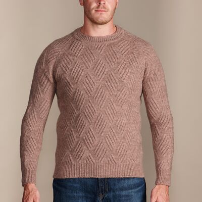 BRADGATE Men's Supersoft 100% British Wool Chunky Basketweave Jumper - Quartz