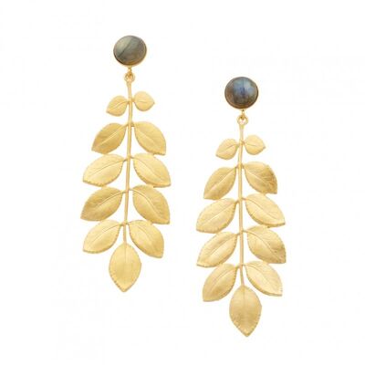 Boucles d'oreilles COLLECTION CONSTANCE ATHENA Labradorite plaqué or tige