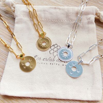 Aore necklace with reversible gold-plated charm