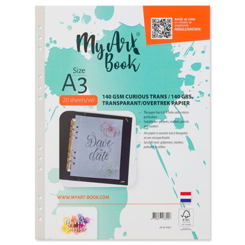 MyArt®Book schetspapier 140 g/m2 transparant/ overtrek papier – formaat A3 920601