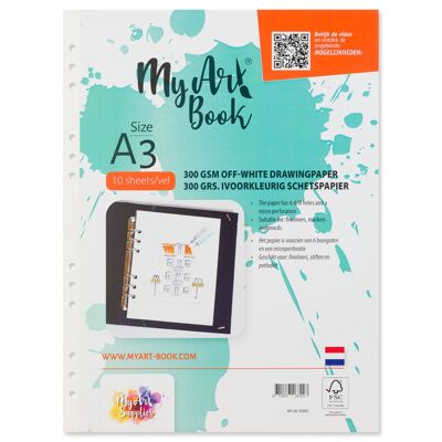 Papel para bocetos MyArt®Book 300 g/m2 papel marfil - formato A3 - 920602