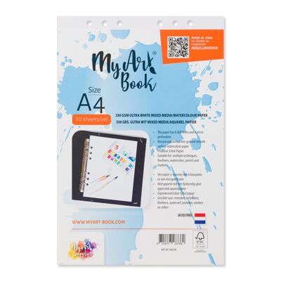 MyArt®Book 350 g/m2 papel ultra blanco para técnica mixta/acuarela – formato A4 - 920704