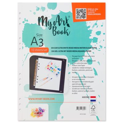 MyArt®Book 350 g/m2 ultra wit mixed media/ aquarel papier – formaat A3 - 920604