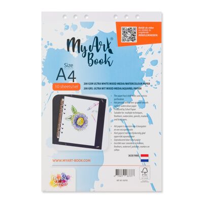 MyArt®Book 200 g/m2 papel ultra blanco para técnica mixta/acuarela – formato A4 - 920705