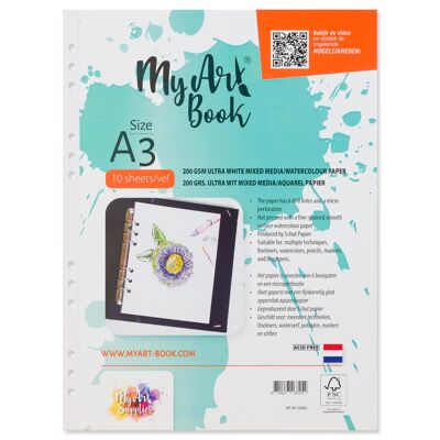 MyArt®Book 200 g/m2 ultra blanco papel de técnica mixta / acuarela – formato A3 - 920605