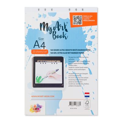 MyArt®Book 160 g/m2 extra glattes weißes Markerpapier – Format A4 – 920706