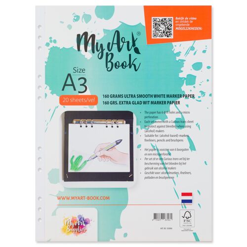 MyArt®Book 160 g/m2 extra glad wit marker papier – formaat A3 - 920606