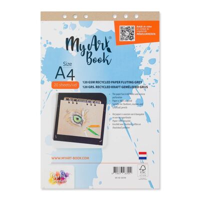 Papel de dibujo MyArt®Book 120 g/m2 Kraft reciclado gris mixto - formato A4 - 920709