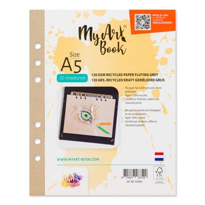 Papel para bocetos MyArt®Book A5 120 g/m2 Kraft reciclado gris mixto - 920809