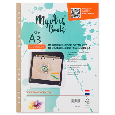 MyArt®Book-Skizzenpapier 120 g/m2 recyceltes Kraftpapier gemischt grau – Format A3 – 920609