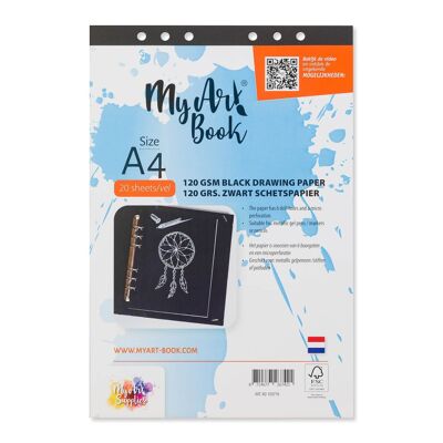 MyArt®Book schetspapier 120 g/m2 zwart papier – formaat A4 - 920710