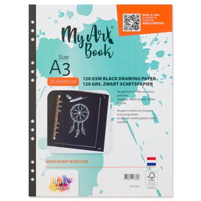 Papier croquis MyArt®Book 120 g/m2 papier noir - format A3 - 920610