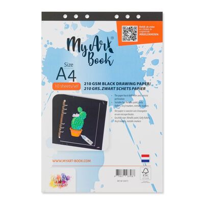 Papier croquis MyArt®Book 210 g/m2 papier noir - format A4 - 920711