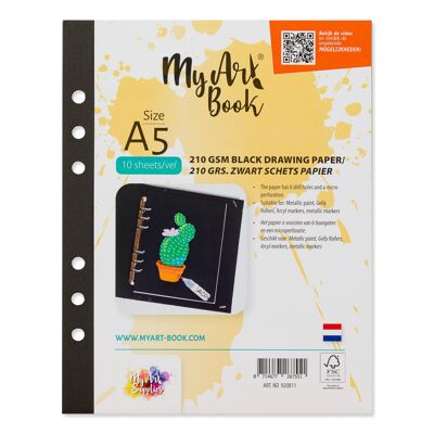 Papel para bocetos MyArt®Book A5 210 g/m2 papel negro - 920811