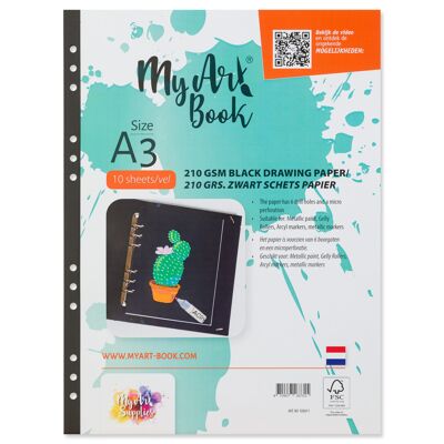 Papier croquis MyArt®Book 210 g/m2 papier noir - format A3 - 920611
